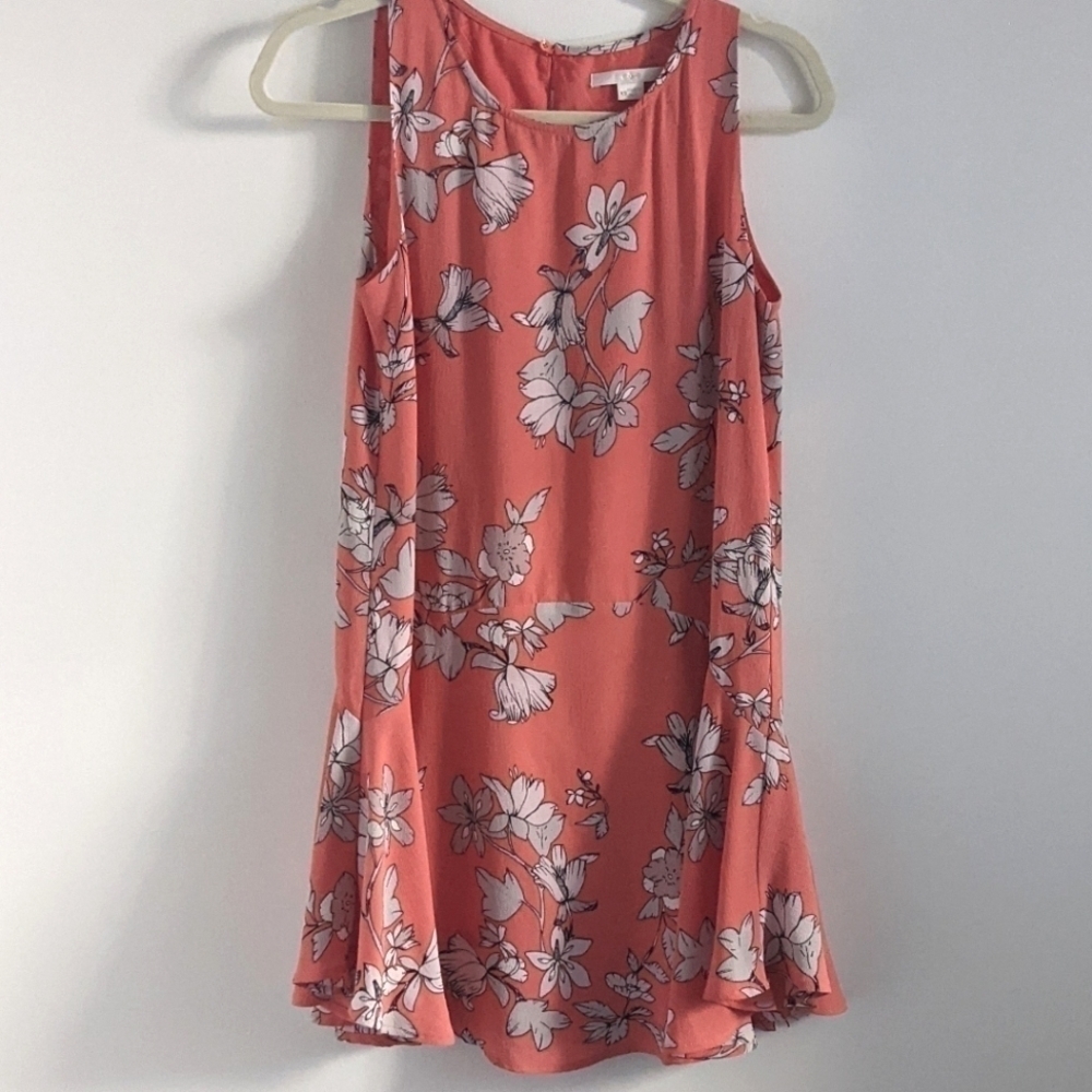 C & E Fit and Flare Sleeveless Shift Dress Coral Floral XS